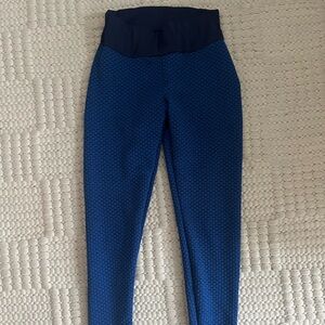 Blue High-Waisted Leggings with Butt Scrunch.